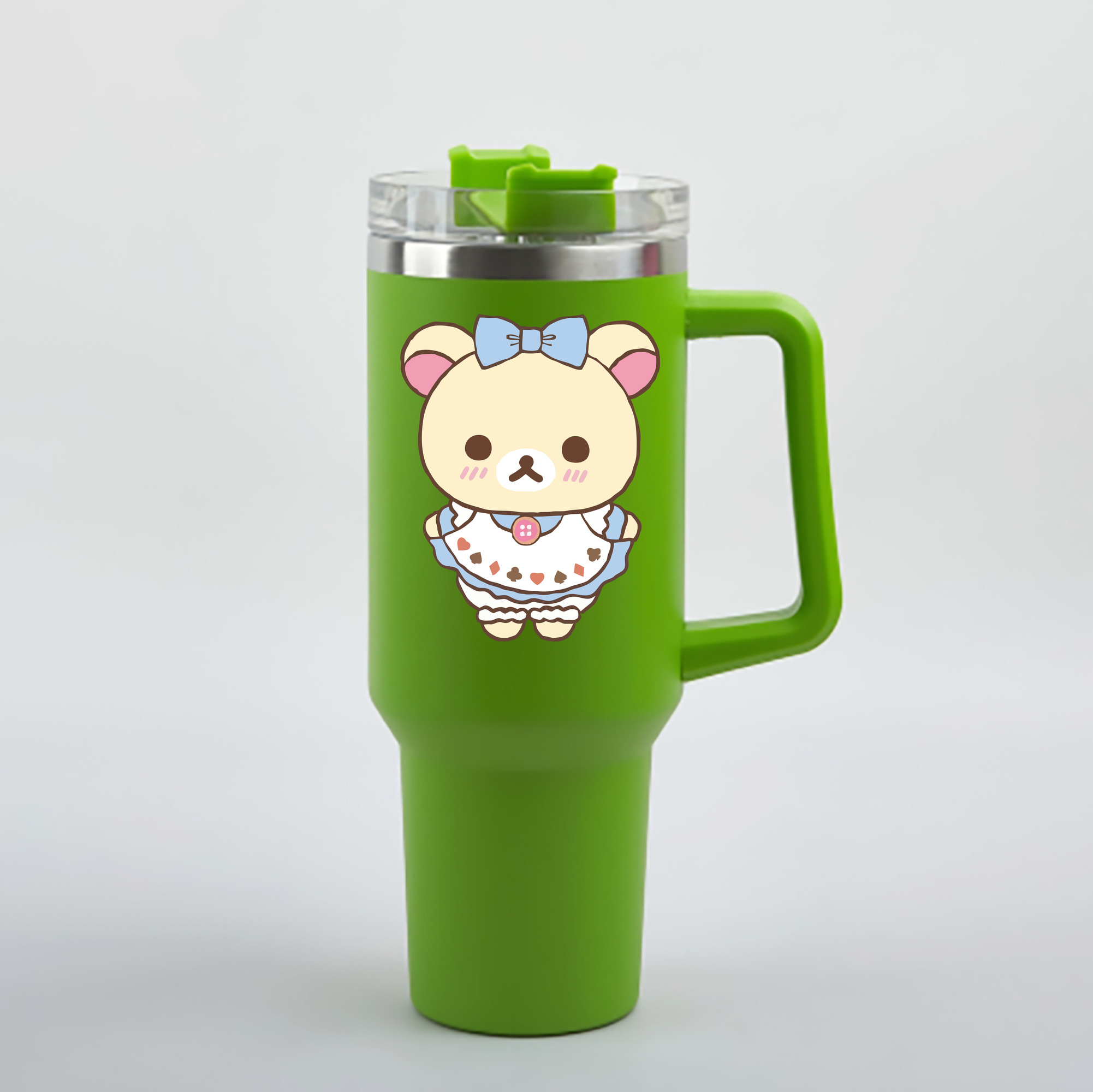 （画像用） リラックマ リラックマ キイロイトリ Rilakkuma Korilakkuma Kiiroitori 1200mL車用タンブラー - クリスタルステッカー（プラスチックストロー付き）